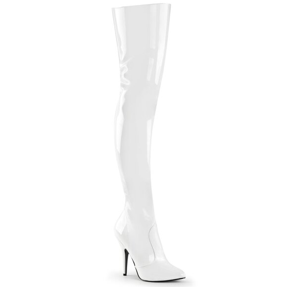 COPY - Size 9 NEW Seduce 3010 White Patent Thigh High Boots 5" Stiletto Heels - Picture 2 of 9